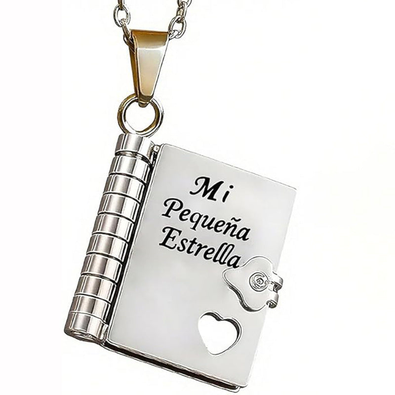 Titanium Steel Love Letter Necklace with Openable Pendant