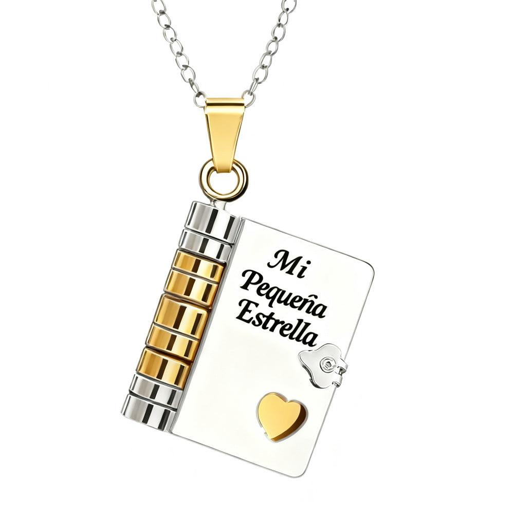 Titanium Steel Love Letter Necklace with Openable Pendant