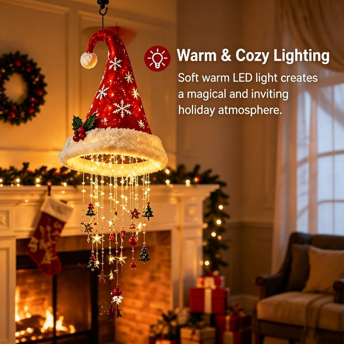 Christmas Hat Hanging Light with Decorations