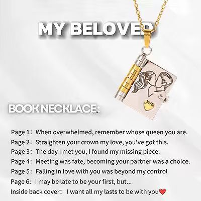 Titanium Steel Love Letter Necklace with Openable Pendant