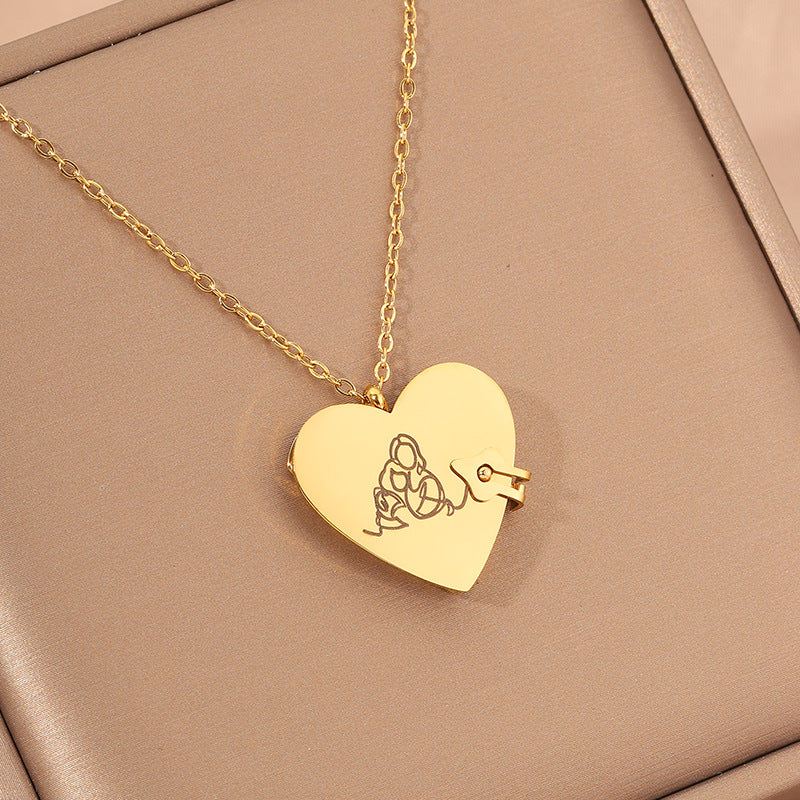Titanium Steel Love Letter Necklace with Openable Pendant