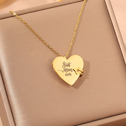 Titanium Steel Love Letter Necklace with Openable Pendant