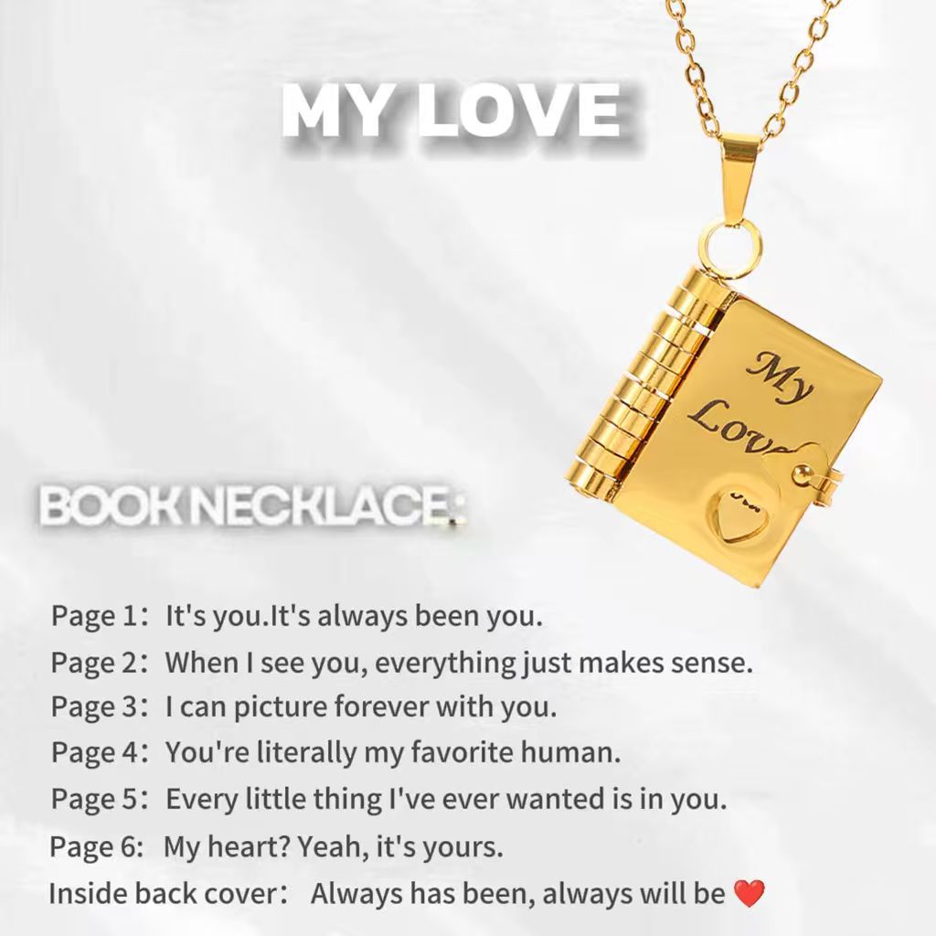 Titanium Steel Love Letter Necklace with Openable Pendant