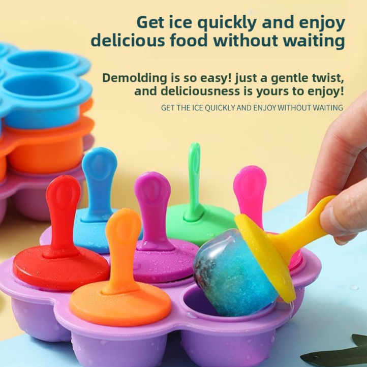 Silicone Popsicle Mold 7-Cavity Household Ice Tray