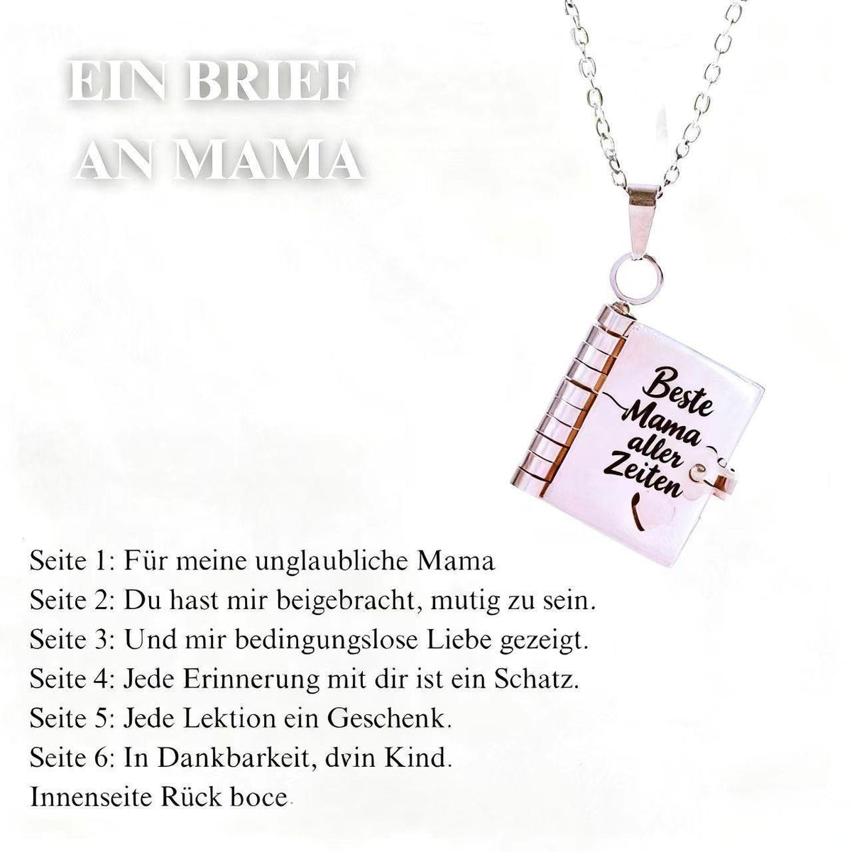 Titanium Steel Love Letter Necklace with Openable Pendant