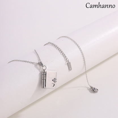 Titanium Steel Love Letter Necklace with Openable Pendant