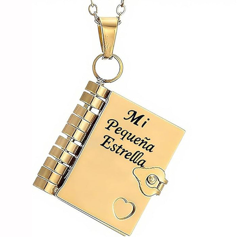 Titanium Steel Love Letter Necklace with Openable Pendant
