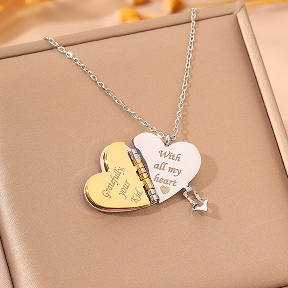 Titanium Steel Love Letter Necklace with Openable Pendant