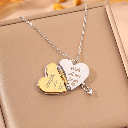 Titanium Steel Love Letter Necklace with Openable Pendant