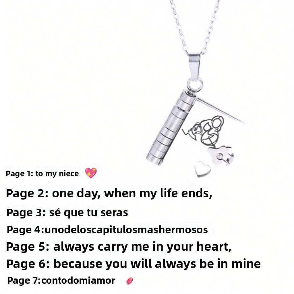 Titanium Steel Love Letter Necklace with Openable Pendant