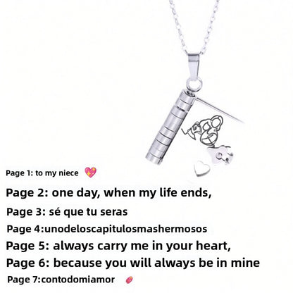 Titanium Steel Love Letter Necklace with Openable Pendant