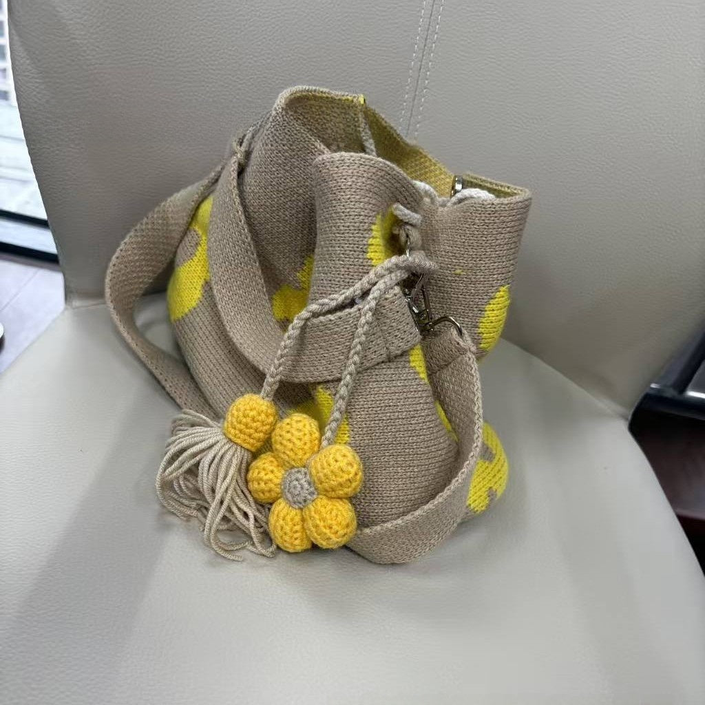 Handmade Crochet Flower Bag with Tassels