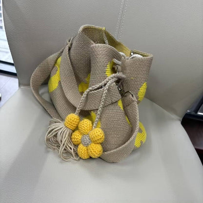Handmade Crochet Flower Bag with Tassels