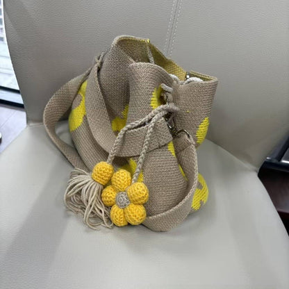 Handmade Crochet Flower Bag with Tassels