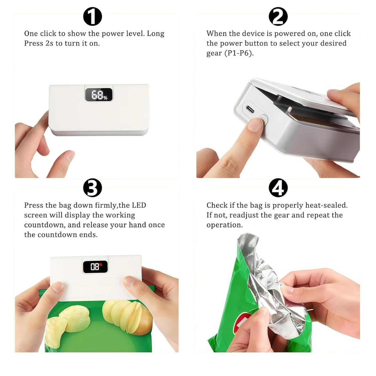 Portable Rechargeable Handheld Food Sealer