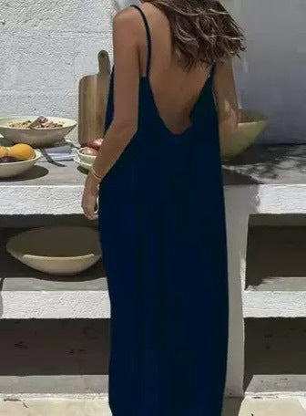 Womens Ruched Backless Long Dress