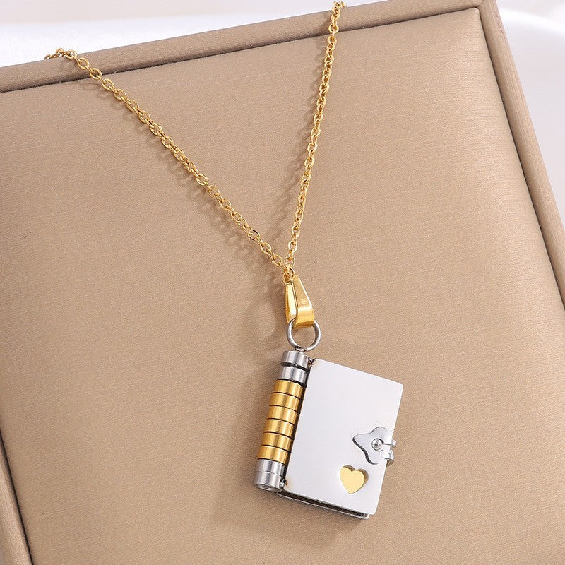 Titanium Steel Love Letter Necklace with Openable Pendant