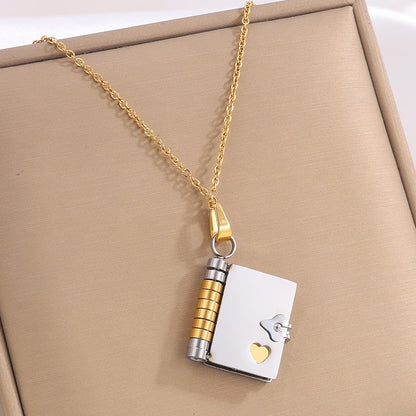 Titanium Steel Love Letter Necklace with Openable Pendant