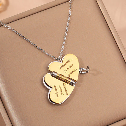 Titanium Steel Love Letter Necklace with Openable Pendant