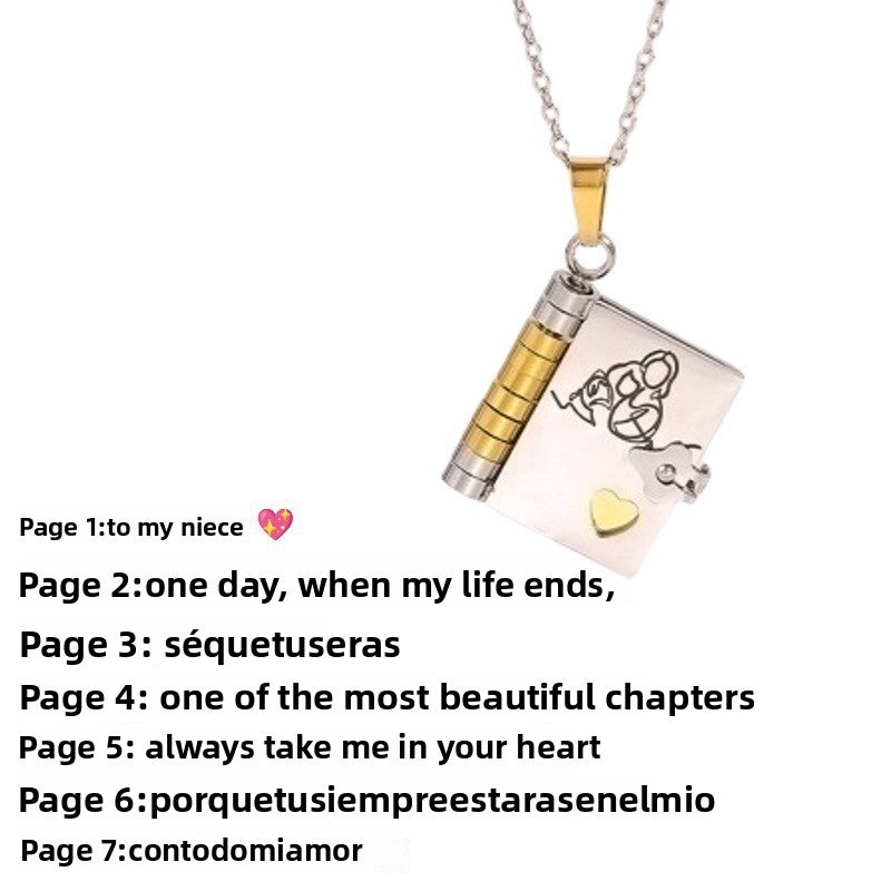Titanium Steel Love Letter Necklace with Openable Pendant