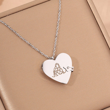 Titanium Steel Love Letter Necklace with Openable Pendant