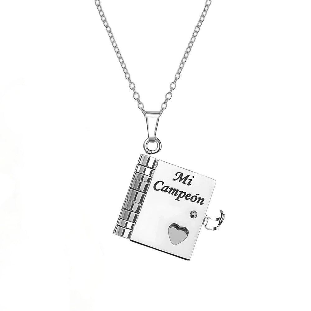 Titanium Steel Love Letter Necklace with Openable Pendant