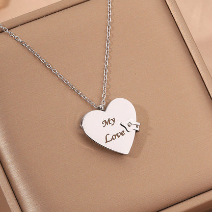 Titanium Steel Love Letter Necklace with Openable Pendant