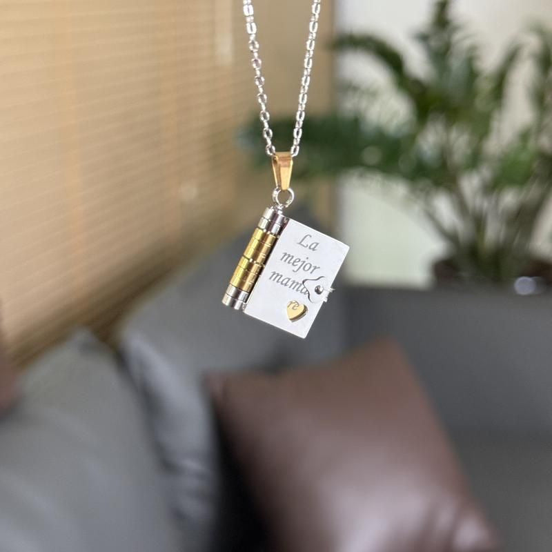 Titanium Steel Love Letter Necklace with Openable Pendant