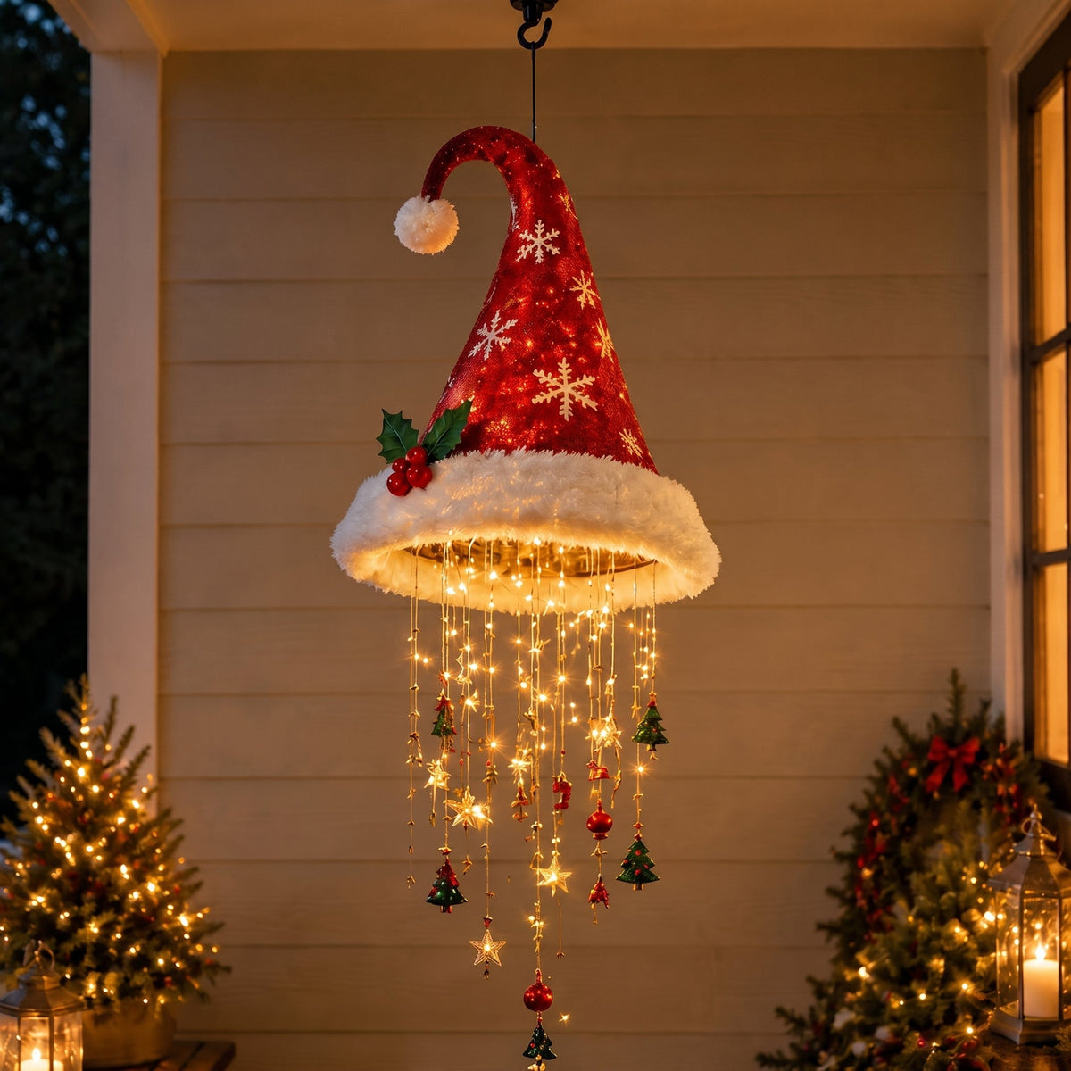 Christmas Hat Hanging Light with Decorations