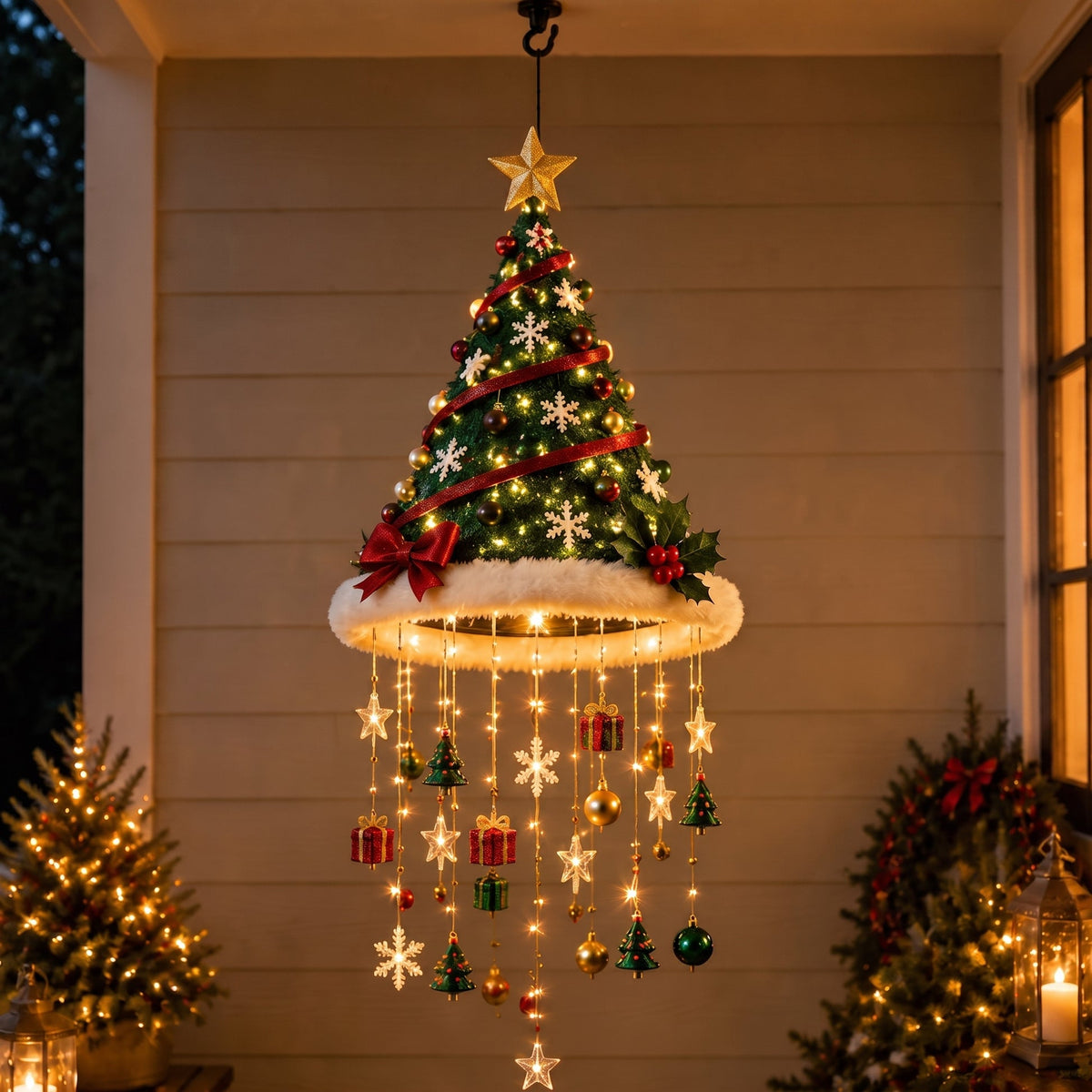 Christmas Hat Hanging Light with Decorations