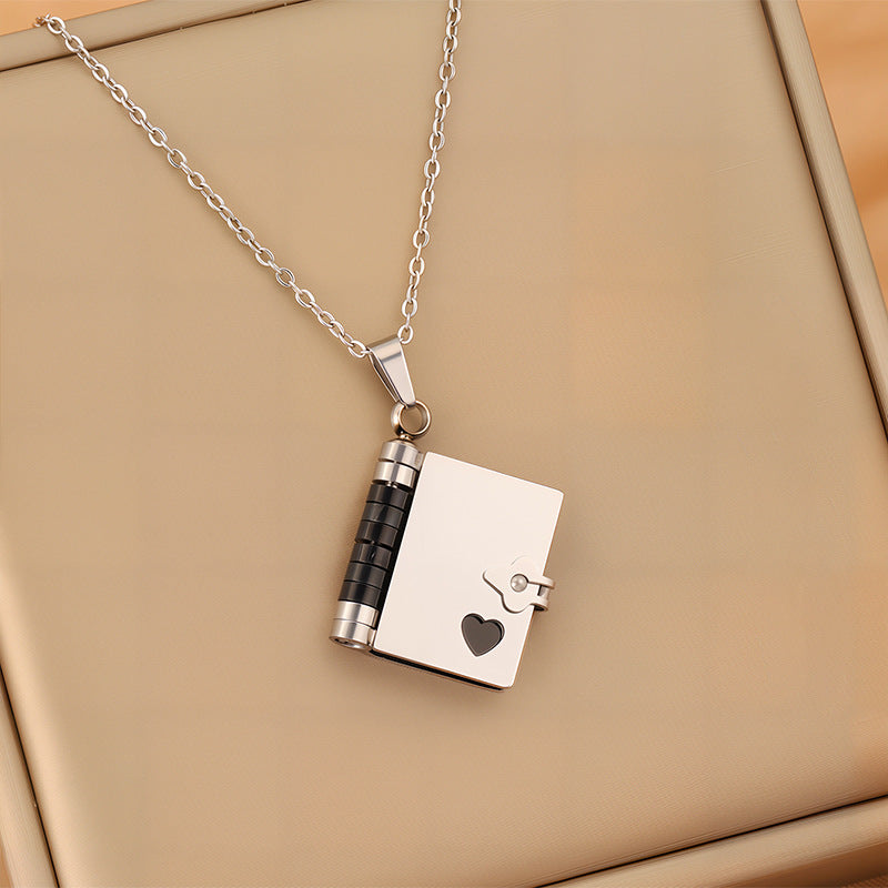 Titanium Steel Love Letter Necklace with Openable Pendant