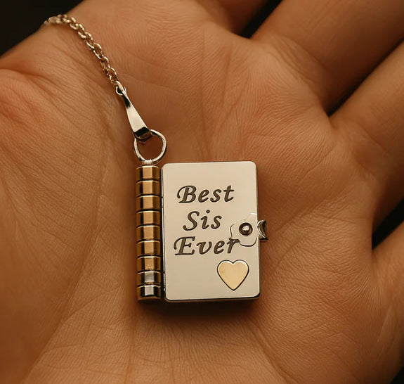 Titanium Steel Love Letter Necklace with Openable Pendant