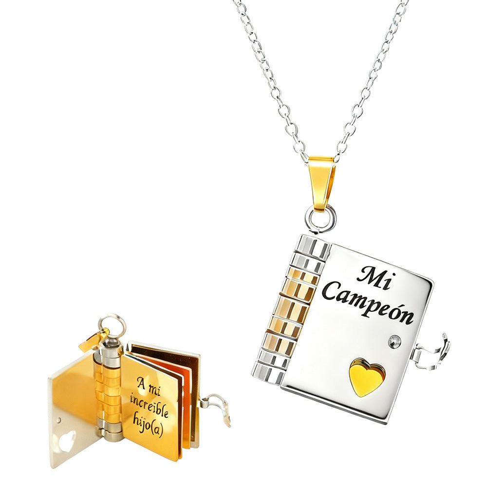 Titanium Steel Love Letter Necklace with Openable Pendant