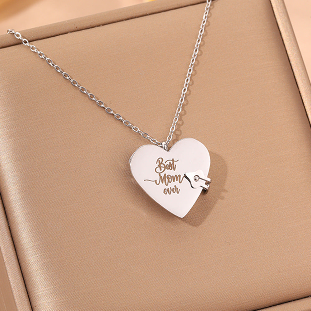 Titanium Steel Love Letter Necklace with Openable Pendant