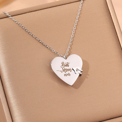 Titanium Steel Love Letter Necklace with Openable Pendant