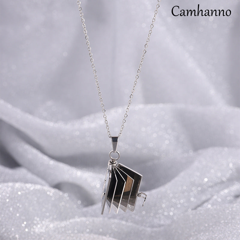 Titanium Steel Love Letter Necklace with Openable Pendant