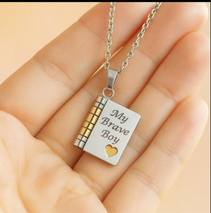 Titanium Steel Love Letter Necklace with Openable Pendant