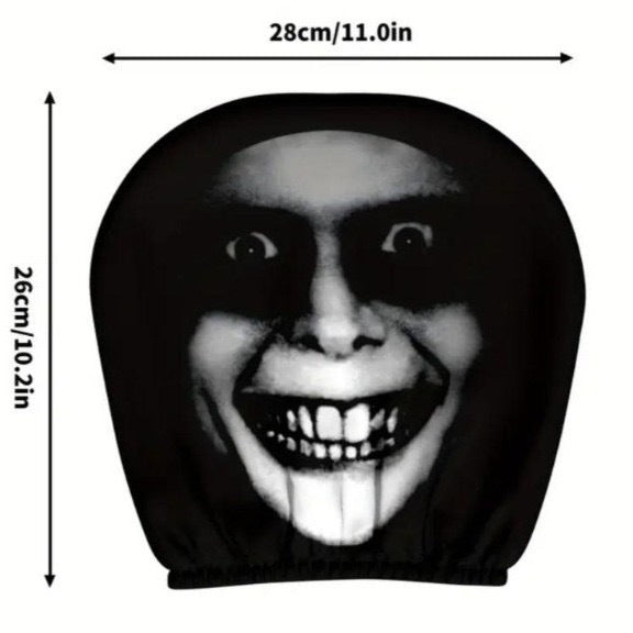 Black Skull Funny Car Print Headrest Cover Universal Elastic
