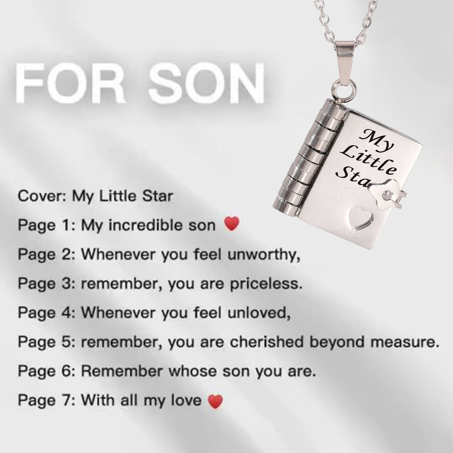Titanium Steel Love Letter Necklace with Openable Pendant