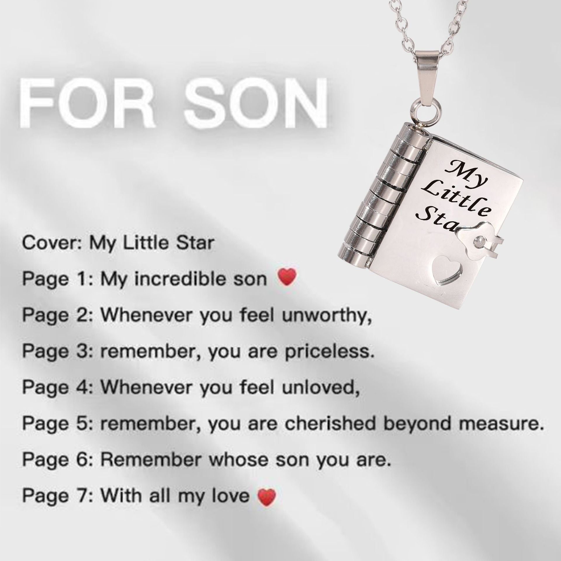 Titanium Steel Love Letter Necklace with Openable Pendant
