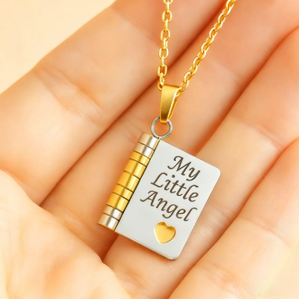 Titanium Steel Love Letter Necklace with Openable Pendant