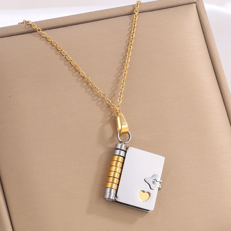 Titanium Steel Love Letter Necklace with Openable Pendant