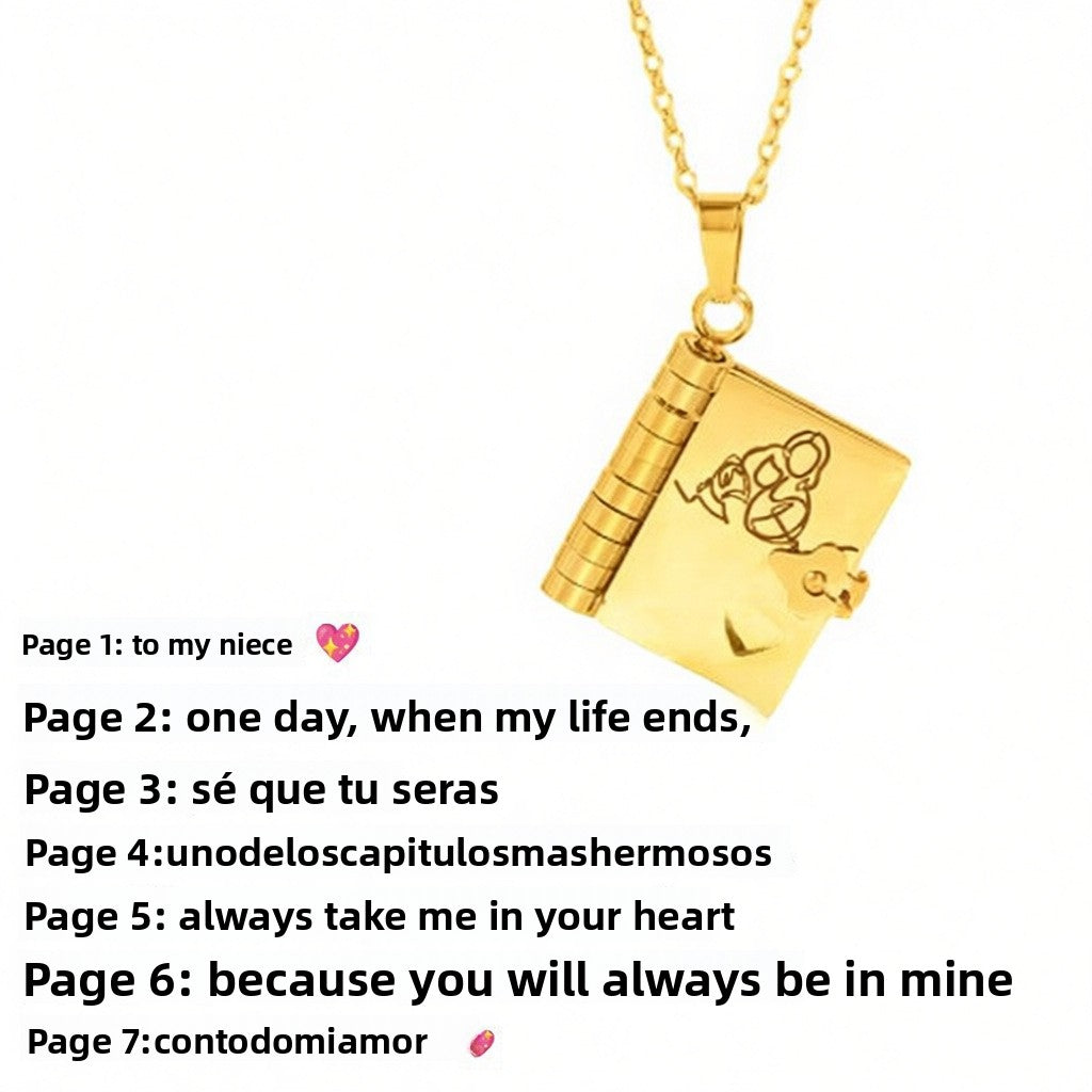 Titanium Steel Love Letter Necklace with Openable Pendant