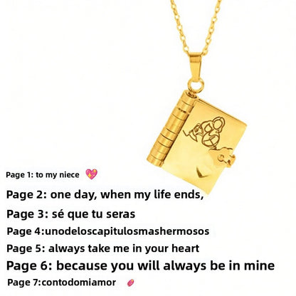 Titanium Steel Love Letter Necklace with Openable Pendant