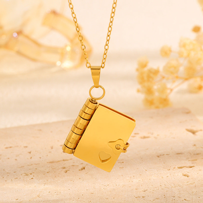 Titanium Steel Love Letter Necklace with Openable Pendant