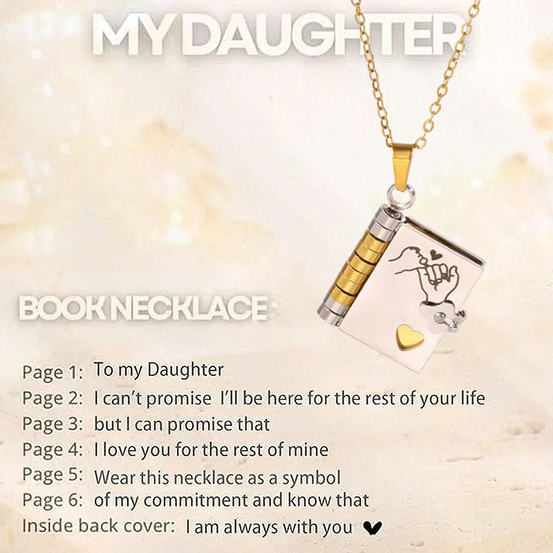 Titanium Steel Love Letter Necklace with Openable Pendant