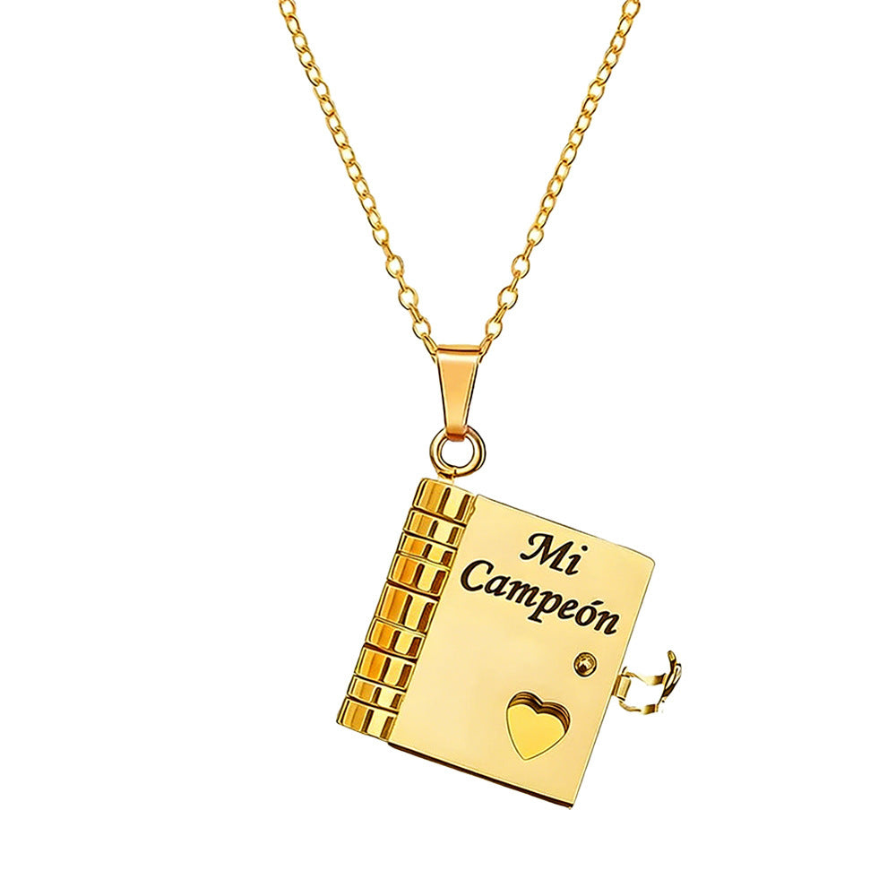 Titanium Steel Love Letter Necklace with Openable Pendant