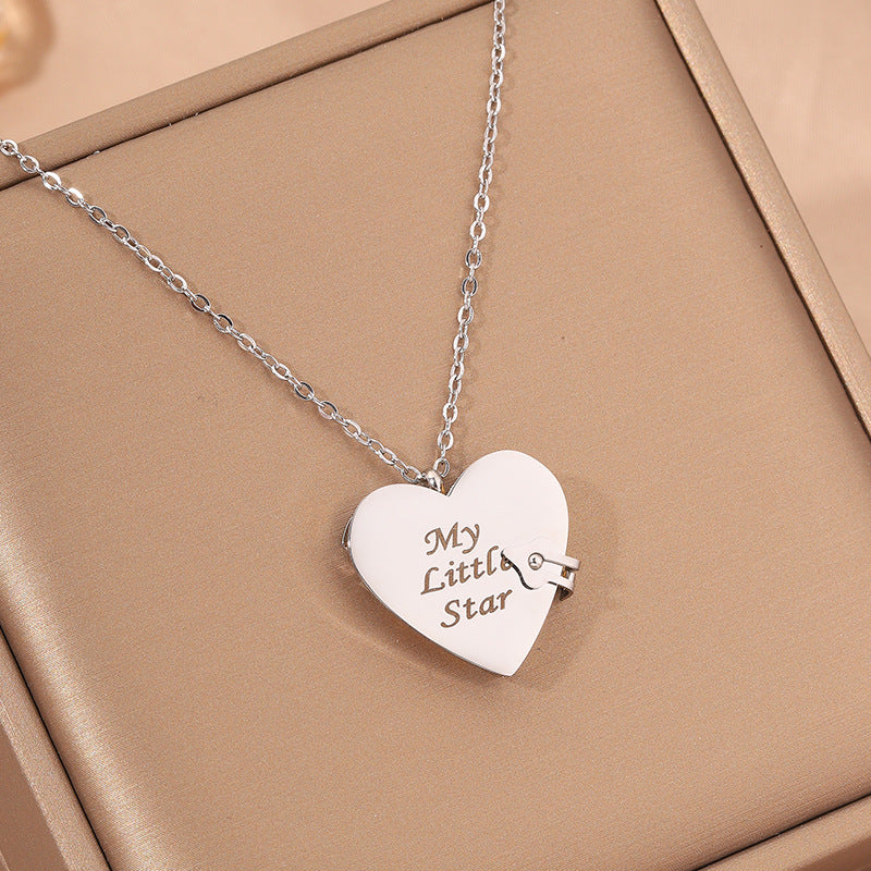Titanium Steel Love Letter Necklace with Openable Pendant